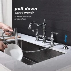 2 Handle Bridge Kitchen Faucet In Chrome 13 2 Handle Bridge Kitchen Faucet In Chrome -Tahanbath chrome tahanbath bridge kitchen faucets z w2287p182885 76 1000