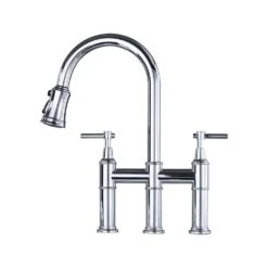 Double Handle Bridge Kitchen Faucet In Chrome