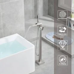 Single-Handle Free Standing Claw Foot Freestanding Tub Faucet With Handheld Shower In Chrome -Tahanbath chrome tahanbath claw foot tub faucets z ct msab512bn 44 1000