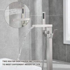 Single-Handle Free Standing Claw Foot Freestanding Tub Faucet With Handheld Shower In Chrome -Tahanbath chrome tahanbath claw foot tub faucets z ct msab512bn 76 1000