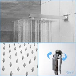 1-Spray 12 In.1.8 GPM Ceiling Mount Dual Shower Head And Handheld Shower Head In Chrome -Tahanbath chrome tahanbath dual shower heads z w1243132125 4f 1000