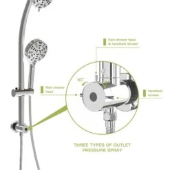 8-spray Dual 4.7 In. Wall Mount 1.8 GPM Shower Head And Handheld Shower Head In Chrome -Tahanbath chrome tahanbath dual shower heads z w124362275 1f 1000