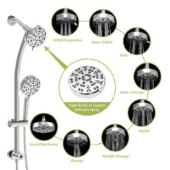 8-spray Dual 4.7 In. Wall Mount 1.8 GPM Shower Head And Handheld Shower Head In Chrome -Tahanbath chrome tahanbath dual shower heads z w124362275 44 1000