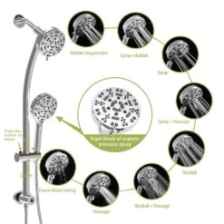 8-spray Dual 4.7 In. Wall Mount 1.8 GPM Shower Head And Handheld Shower Head In Chrome -Tahanbath chrome tahanbath dual shower heads z w124362275 4f 1000