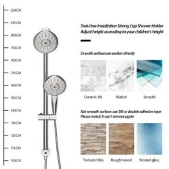 5-spray Dual 5 In. Wall Mount 1.8 GPM Shower Head And Handheld Shower Head In Chrome -Tahanbath chrome tahanbath dual shower heads z w124381489 1f 1000