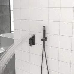 1-spray 16 In.Ceiling Mount 1.8 GPM Dual Shower Head And Handheld Shower Head In Chrome -Tahanbath chrome tahanbath dual shower heads z w124381753 44 1000