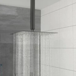 1-spray 16 In.Ceiling Mount 1.8 GPM Dual Shower Head And Handheld Shower Head In Chrome -Tahanbath chrome tahanbath dual shower heads z w124381753 c3 1000