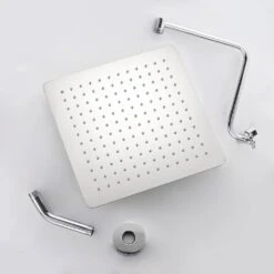 1-Spray Patterns With 2 GPM 12 In. Wall Mount Rain Fixed Shower Head In Chrome -Tahanbath chrome tahanbath fixed shower heads z w1219p294012 31 1000