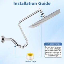 1-Spray Patterns With 2 GPM 12 In. Wall Mount Rain Fixed Shower Head In Chrome -Tahanbath chrome tahanbath fixed shower heads z w1219p294012 76 1000