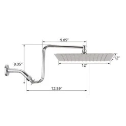 1-Spray Patterns With 2 GPM 12 In. Wall Mount Rain Fixed Shower Head In Chrome -Tahanbath chrome tahanbath fixed shower heads z w1219p294012 c3 1000