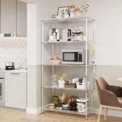 5 Tier Shelf Wire Shelving Unit-5T-1636-C-LKJ, 72H In Chrome