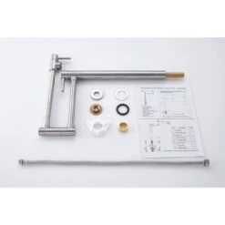 Freestanding Pot Filler Faucet With Extension Shank In Brushed Chrome -Tahanbath chrome tahanbath pot fillers y w2287 p153476 44 1000