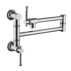 Wall Mounted Pot Filler Faucet, Modern Brass Pot Filler 2-Attachment In Chrome