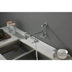 Wall Mount Pot Filler Faucet Wall Mount Pot Filler Faucet, Modern Brass Pot Filler 2-Attachment In Chrome -Tahanbath chrome tahanbath pot fillers y w928 104079 44 1000