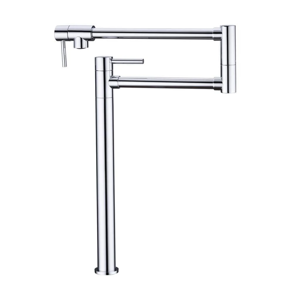 Freestanding Pot Filler Faucet With Extension Shank In Chrome 1 Freestanding Pot Filler Faucet With Extension Shank In Chrome