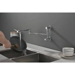 Wall Mounted Pot Filler With Cross Handle In Chrome -Tahanbath chrome tahanbath pot fillers z w928104079 31 1000