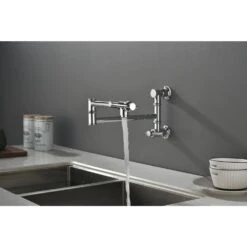 Wall Mounted Pot Filler With Cross Handle In Chrome -Tahanbath chrome tahanbath pot fillers z w928104079 fa 1000