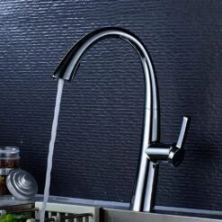 15.7 In. 360° Spout Swivel Kitchen Faucet With Pull Out Sprayer, Single Handle Kitchen Sink Faucet In Chrome -Tahanbath chrome tahanbath pull down kitchen faucets z w1932p156236 1f 1000