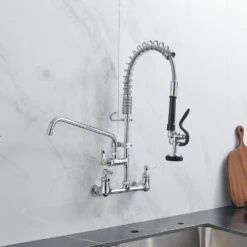 Triple Handle Pull Down Sprayer Kitchen Faucet In Chrome -Tahanbath chrome tahanbath pull down kitchen faucets z w1932p171734 76 1000
