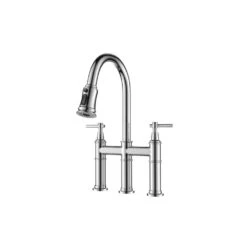 Double Handle Pull Down Sprayer Kitchen Faucet In Chrome