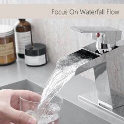 Sink Faucet With Deck Plate Waterfall Chrome Bathroom Faucets For Sink 1 Hole Or 3 Holes One Handle Faucets -Tahanbath chrome tahanbath single hole bathroom faucets z w1932p181205 4f 1000