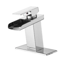 Sink Faucet With Deck Plate Waterfall Chrome Bathroom Faucets For Sink 1 Hole Or 3 Holes One Handle Faucets