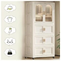 Ready To Assemble White Bath 25.59 In. X 15. 75 In. X 70. 87 In. With Magnetic Door Plastic Storage Cabinet With Wheels -Tahanbath cream white tahanbath ready to assemble kitchen cabinets z w2873p239389 76 1000