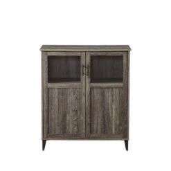 Modern Grooved-Door Accent Cabinet-Cerused Ash