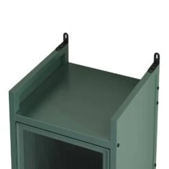 Modern 3-tier Glass Door Cabinet With Featuring 4-tier Storage, For Entryway, Dark Green -Tahanbath dark green tahanbath pantry organizers z w757p241565 4f 1000