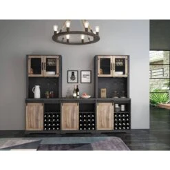 31 In. Farmhouse Barn Door Bar Cabinet For Living Room, Dining Room In Dark Grey -Tahanbath dark grey tahanbath pantry organizers z w88163709 44 1000