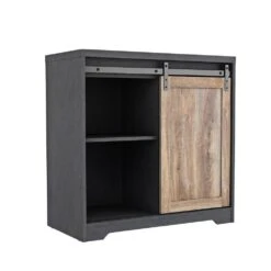 31 In. Farmhouse Barn Door Bar Cabinet For Living Room, Dining Room In Dark Grey -Tahanbath dark grey tahanbath pantry organizers z w88163709 4f 1000