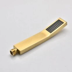 1-Spray Patterns Freestanding Square Dual Handheld Shower Head 2.5 GPM In Gold -Tahanbath gold tahanbath dual shower heads z th6001bg 1f 1000