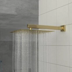 1-spray Dual 10 In. Wall Mount 1.8 GPM Shower Head And Handheld Shower Head In Gold -Tahanbath gold tahanbath dual shower heads z w124381741 fa 1000
