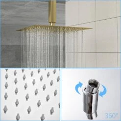 1-spray 10 In.1.8 GPM Ceiling Mount Dual Shower Headand Handheld Shower Head In Gold -Tahanbath gold tahanbath dual shower heads z w124381746 4f 1000