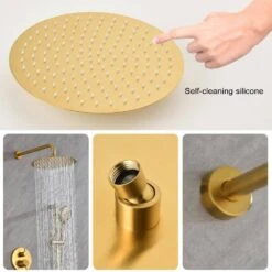 3-Spray Patterns Freestanding Round Dual Handheld Shower Head 1.8 GPM In Gold 13 3-Spray Patterns Freestanding Round Dual Handheld Shower Head 1.8 GPM In Gold -Tahanbath gold tahanbath dual shower heads z w928104462 44 1000