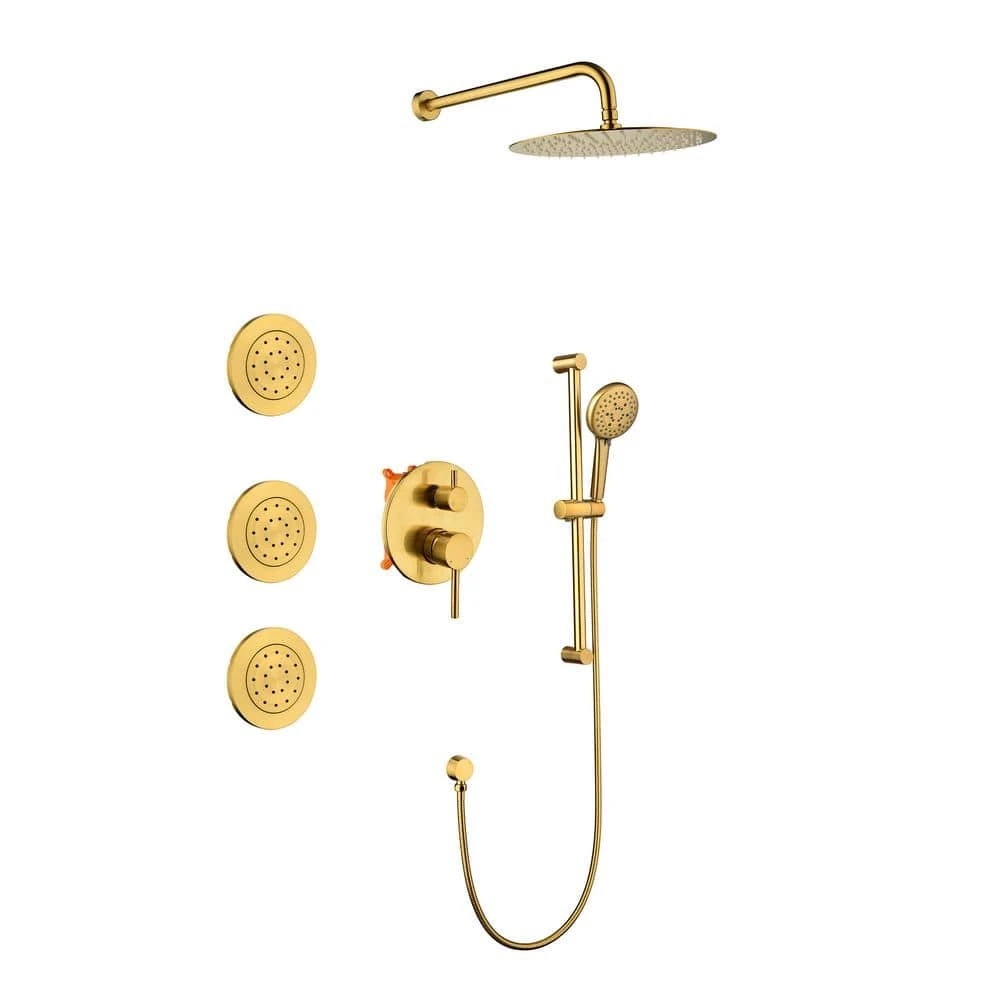 3-Spray Patterns Freestanding Round Dual Handheld Shower Head 1.8 GPM In Gold 1 3-Spray Patterns Freestanding Round Dual Handheld Shower Head 1.8 GPM In Gold