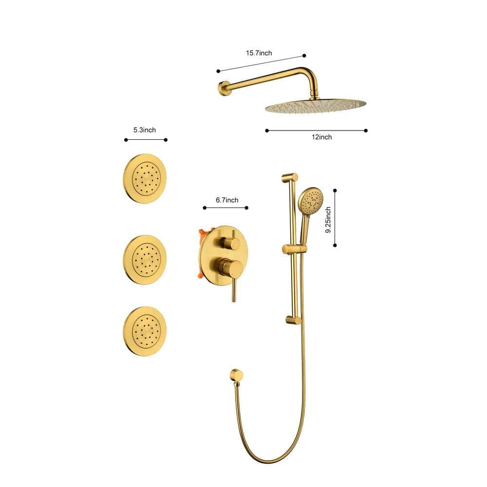 3-Spray Patterns Freestanding Round Dual Handheld Shower Head 1.8 GPM In Gold 3 3-Spray Patterns Freestanding Round Dual Handheld Shower Head 1.8 GPM In Gold - Image 3