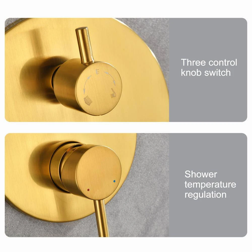 3-Spray Patterns Freestanding Round Dual Handheld Shower Head 1.8 GPM In Gold 7 3-Spray Patterns Freestanding Round Dual Handheld Shower Head 1.8 GPM In Gold - Image 7