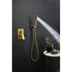 2-Spray Patterns With 0 In. 2.5 GPM In Ceiling Mount Fixed Shower Head In Gold 11 2-Spray Patterns With 0 In. 2.5 GPM In Ceiling Mount Fixed Shower Head In Gold -Tahanbath gold tahanbath fixed shower heads z k928 67725 1f 1000