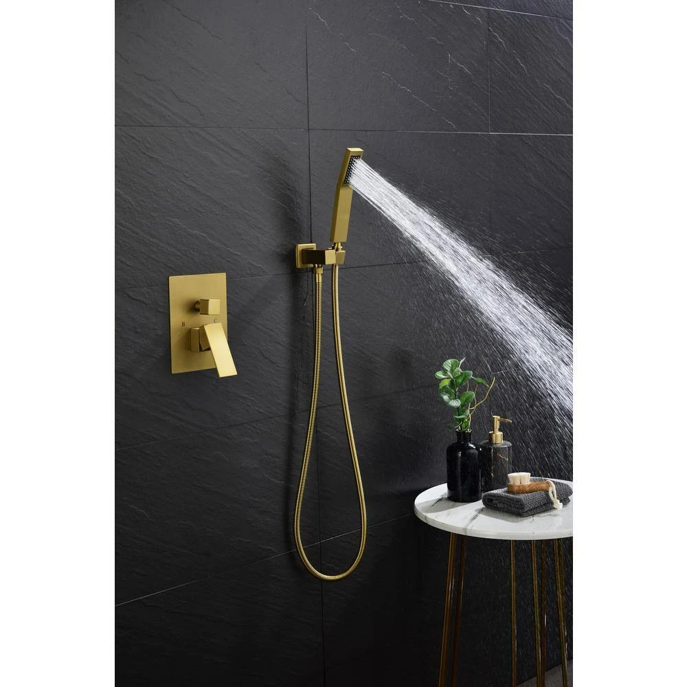 2-Spray Patterns With 0 In. 2.5 GPM In Ceiling Mount Fixed Shower Head In Gold 4 2-Spray Patterns With 0 In. 2.5 GPM In Ceiling Mount Fixed Shower Head In Gold - Image 4