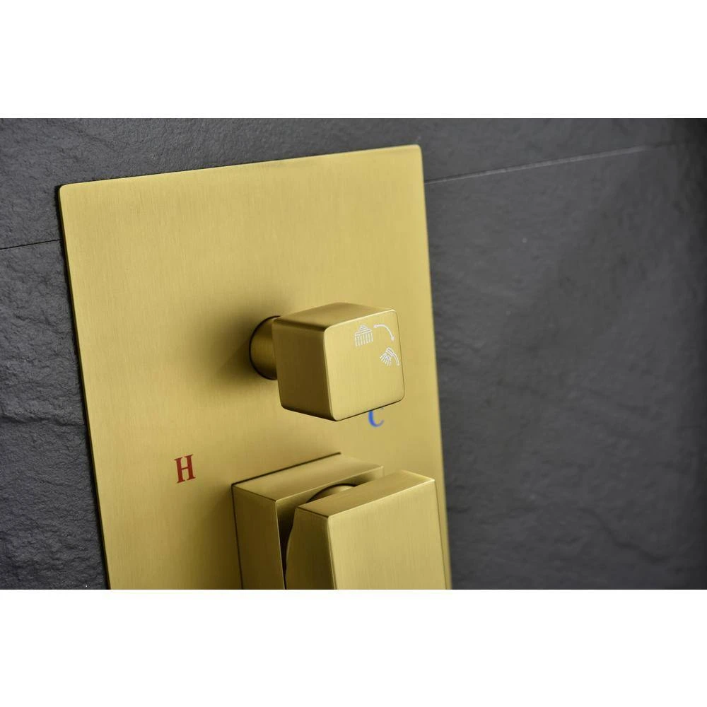 2-Spray Patterns With 0 In. 2.5 GPM In Ceiling Mount Fixed Shower Head In Gold 3 2-Spray Patterns With 0 In. 2.5 GPM In Ceiling Mount Fixed Shower Head In Gold - Image 3