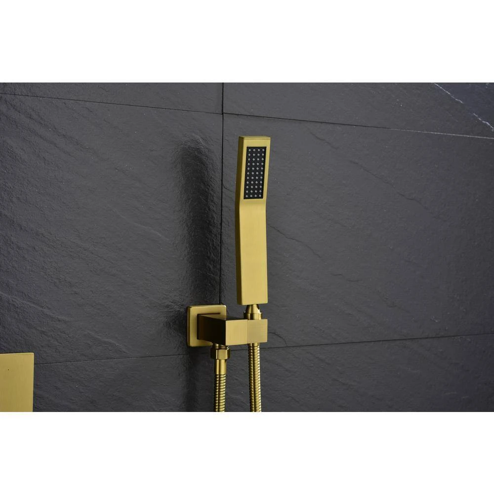 2-Spray Patterns With 0 In. 2.5 GPM In Ceiling Mount Fixed Shower Head In Gold 2 2-Spray Patterns With 0 In. 2.5 GPM In Ceiling Mount Fixed Shower Head In Gold - Image 2