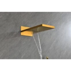 2-Spray Patterns With 0 In. 2.5GPM In Ceiling Mount Fixed Shower Head In Gold -Tahanbath gold tahanbath fixed shower heads z w1272 63355 44 1000