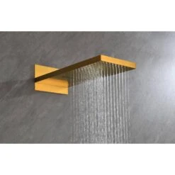 2-Spray Patterns With 0 In. 2.5GPM In Ceiling Mount Fixed Shower Head In Gold -Tahanbath gold tahanbath fixed shower heads z w1272 63355 fa 1000