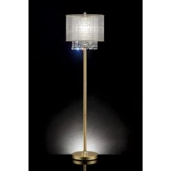 65 In. Gold Modern 1-Light Smart 1-Way (On/Off) Standard Floor Lamp For Living Room With Silk Drum Shade -Tahanbath gold tahanbath floor lamps ct xl 116235 4f 1000