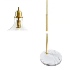 64.50 In. Gold Modern 1-Light Smart Dimmable Lantern Floor Lamp For Living Room With Glass Shade And Marble Base -Tahanbath gold tahanbath floor lamps ct xl 97670 fa 1000