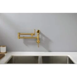 Wall Mounted Pot Filler With Two-Attachment In Gold -Tahanbath gold tahanbath pot fillers z w928104083 31 1000