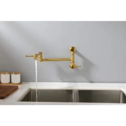 Wall Mounted Pot Filler With Two-Attachment In Gold -Tahanbath gold tahanbath pot fillers z w928104083 fa 1000