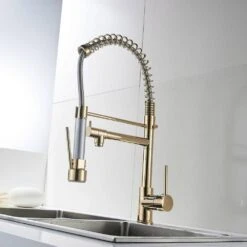 Single Handle Pull Down Sprayer Kitchen Faucet In Black Plus Gold -Tahanbath gold tahanbath pull down kitchen faucets z w1932p149023 76 1000