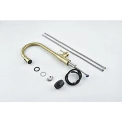 17.5-Single Handle Pull Down Sprayer Kitchen Faucet 360° Spout Swivel In Gold -Tahanbath gold tahanbath pull down kitchen faucets z w2898p232722 4f 1000